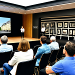 Authentic Brand Storytelling**

"A diverse group of people, fully clothed in professional and casual attire, listening attentively to a presentation about a brand's history. The presenter, a charismatic speaker, stands on stage in front of a screen displaying historical photos and company values. Background: A modern, brightly lit conference room in Paris. Safe for work, appropriate content, family-friendly, professional, perfect anatomy, natural proportions, well-formed hands, proper finger count, modest clothing."

**