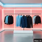 Home 20 브랜드 전문가가 꼭 알아야 할 트렌드 - A modern fashion boutique interior showcasing an augmented reality virtual fitting room experience, ...