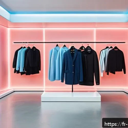 Home 32 브랜드 전문가가 꼭 알아야 할 트렌드 - A modern fashion boutique interior showcasing an augmented reality virtual fitting room experience, ...